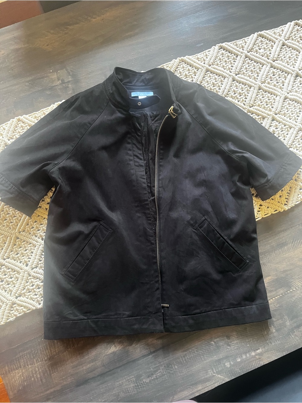 Black Zip-Front Cotton Jacket M Like New